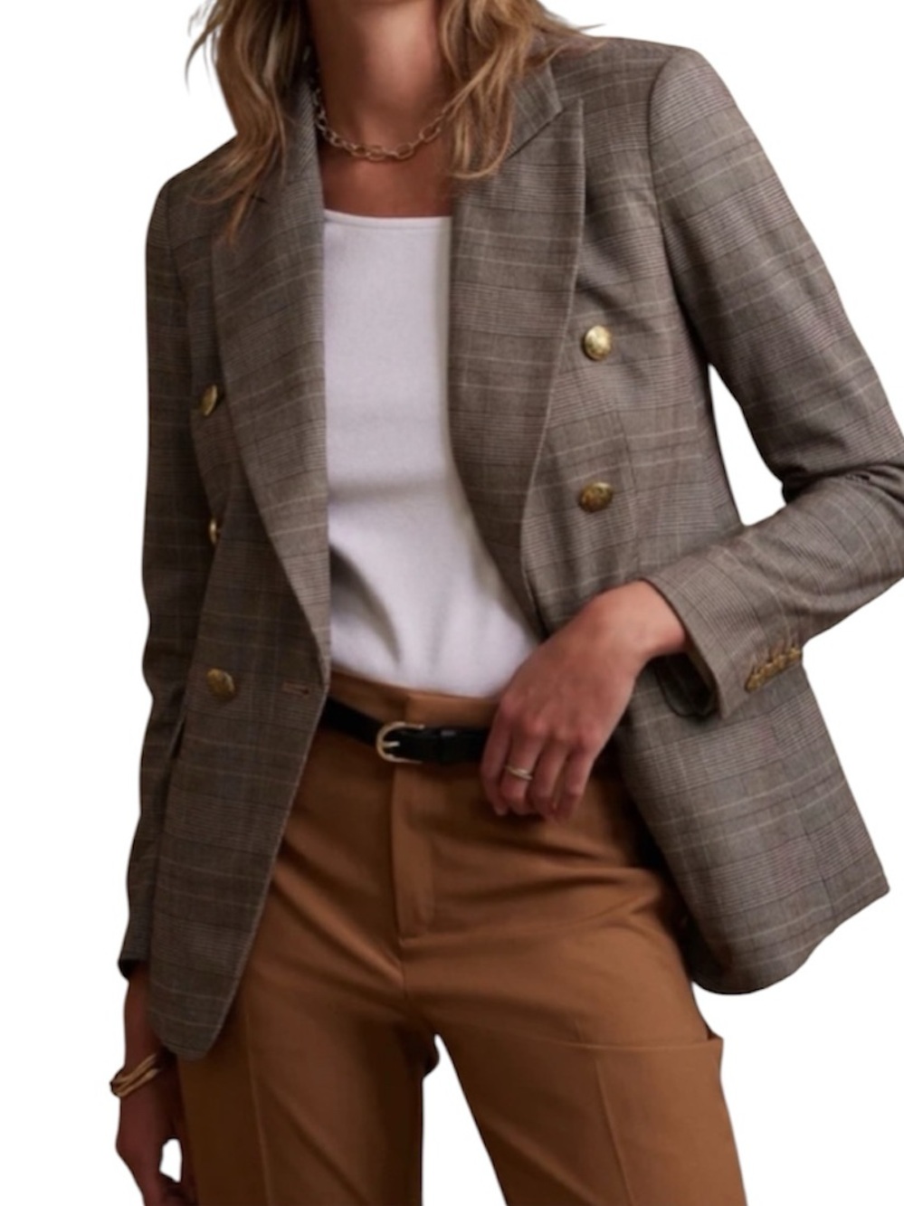 Banana Republic Icon Plaid Double Breasted Blazer Sz 6